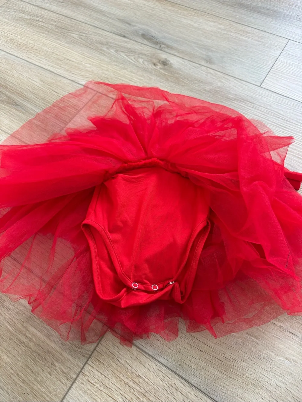 Festive Red Tulle Dance Dress for Kids - Long Sleeve